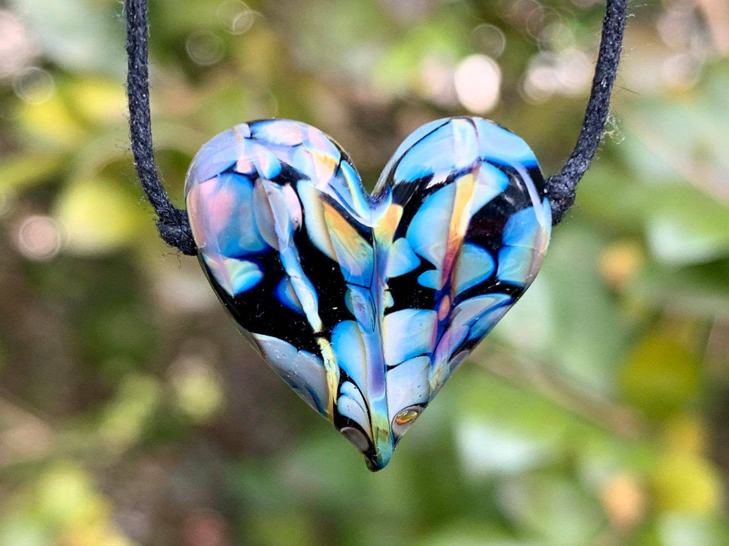 Confetti Flameworked Glass Heart Necklace