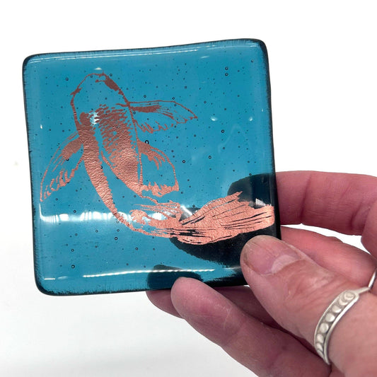 Enameled Glass Trinket Dish - Koi