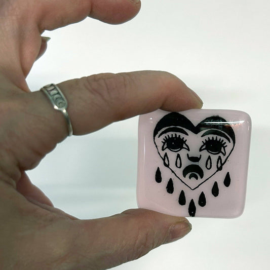 Glass Magnet - Crying Heart Tattoo