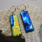 Floral Dichroic Earrings in Blue & Gold