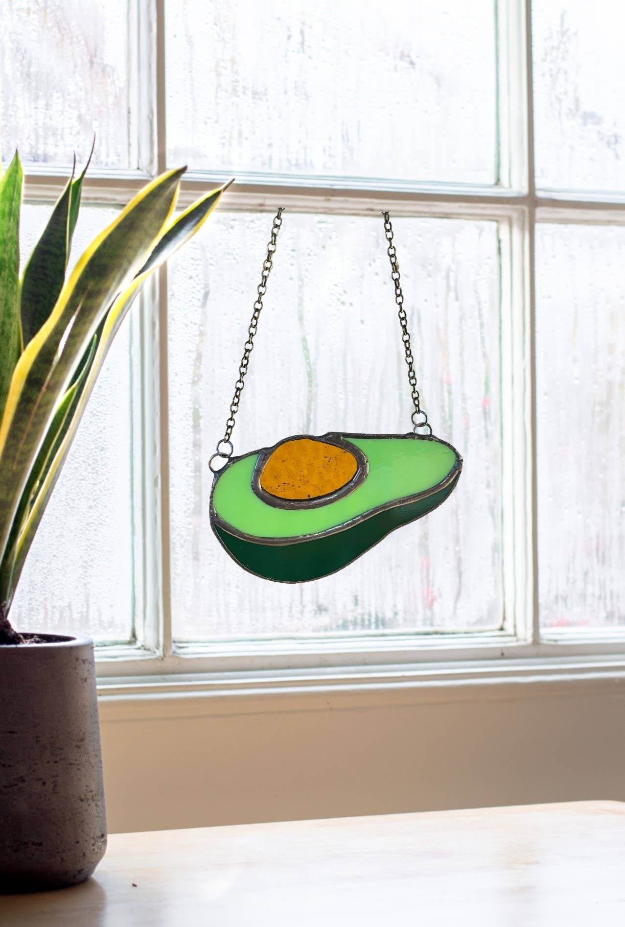 Stained Glass Avocado Suncatcher
