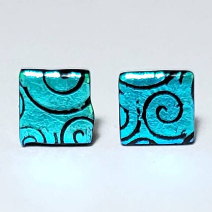 Dichroic Stud Earrings - Square