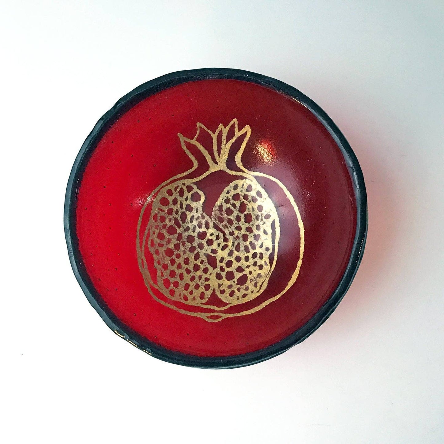 Enameled Glass Bowl - Pomegranate