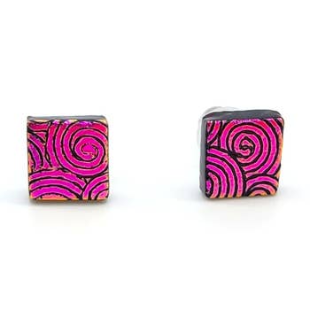 Dichroic Stud Earrings - Square