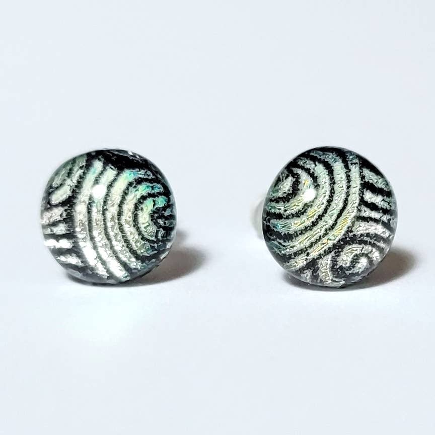 Dichroic Stud Earrings - Round