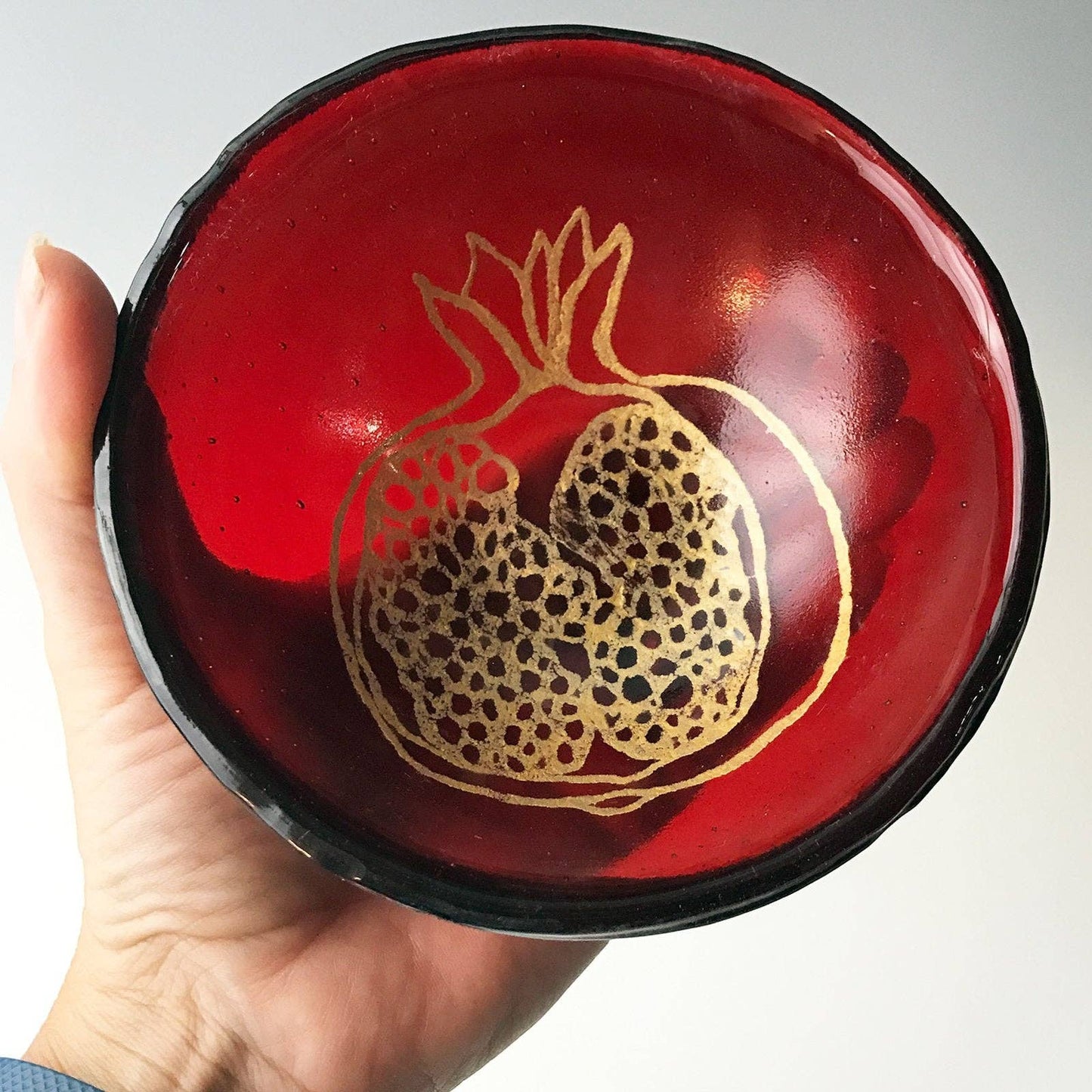 Enameled Glass Bowl - Pomegranate