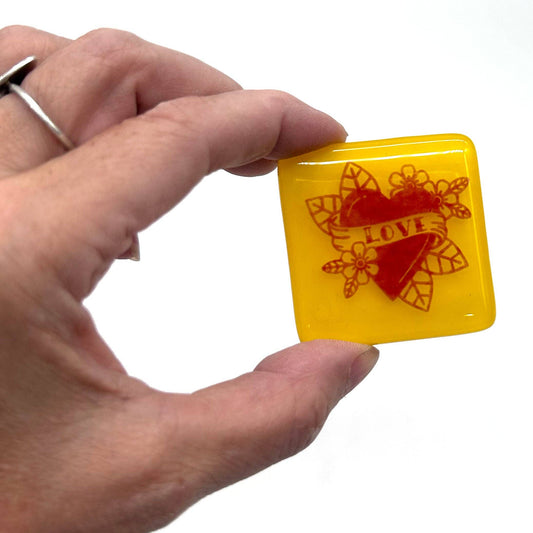 Glass Magnet - Love Tattoo