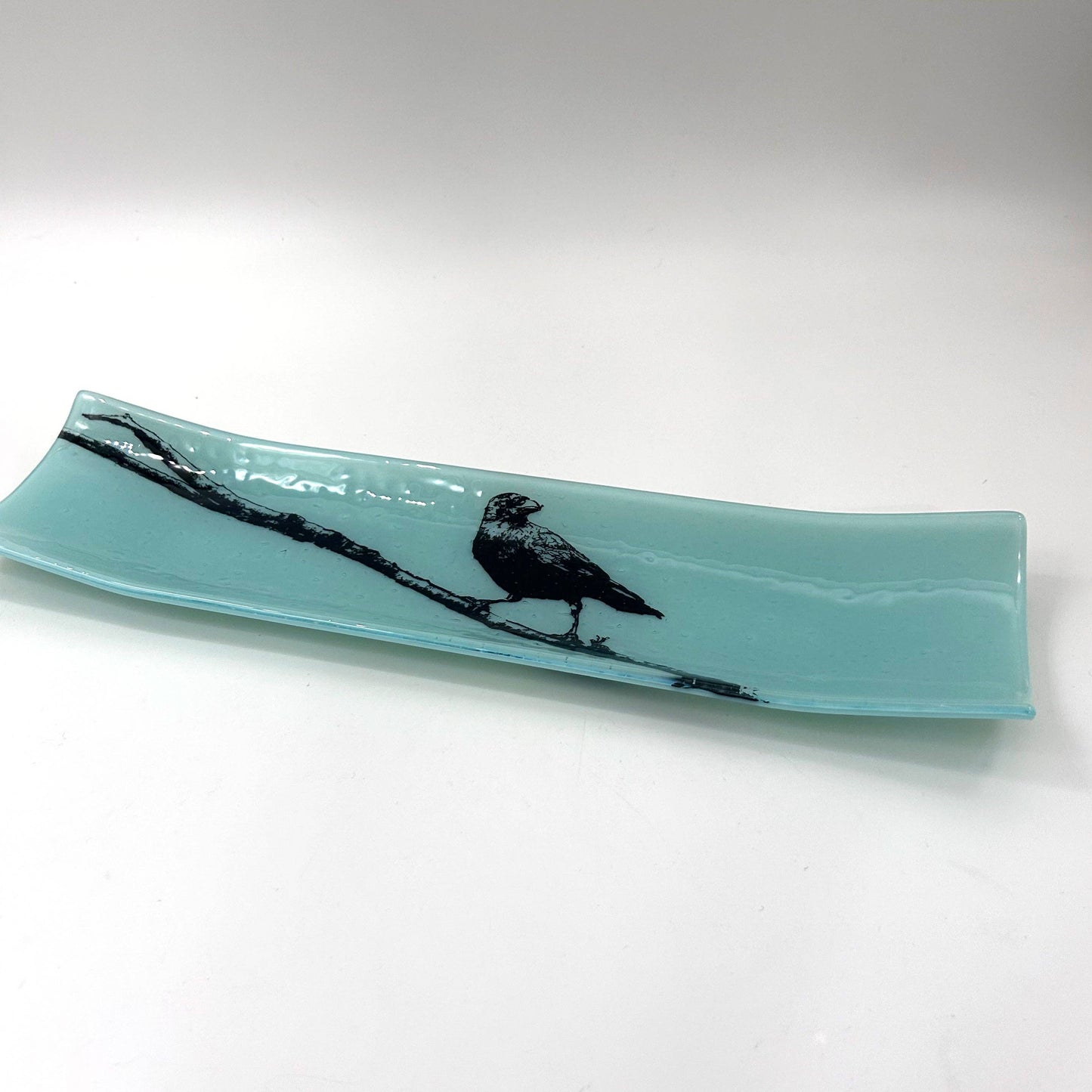 Crow 17" Fused Glass Channel Platter