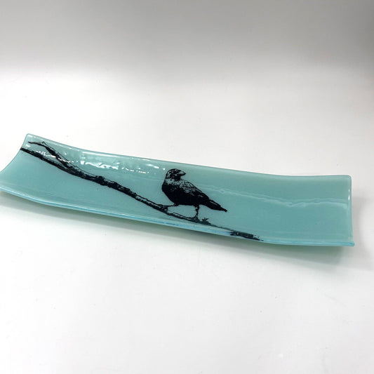 Crow 17" Fused Glass Channel Platter