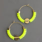 Hoops-Flat Glass Beads in Neon Yellow