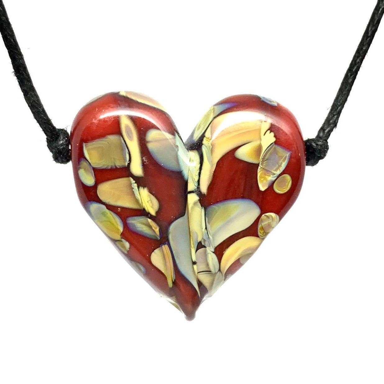 Confetti Flameworked Glass Heart Necklace