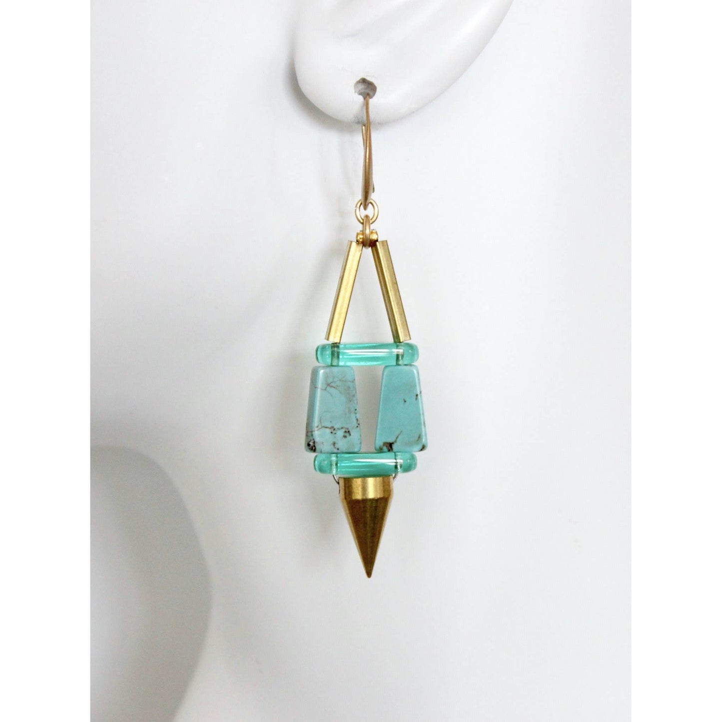 Turquoise & Green Glass Spike Earrings
