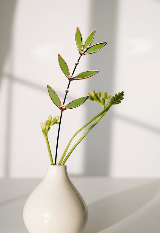 Green Stained Glass Wildflower Sprig