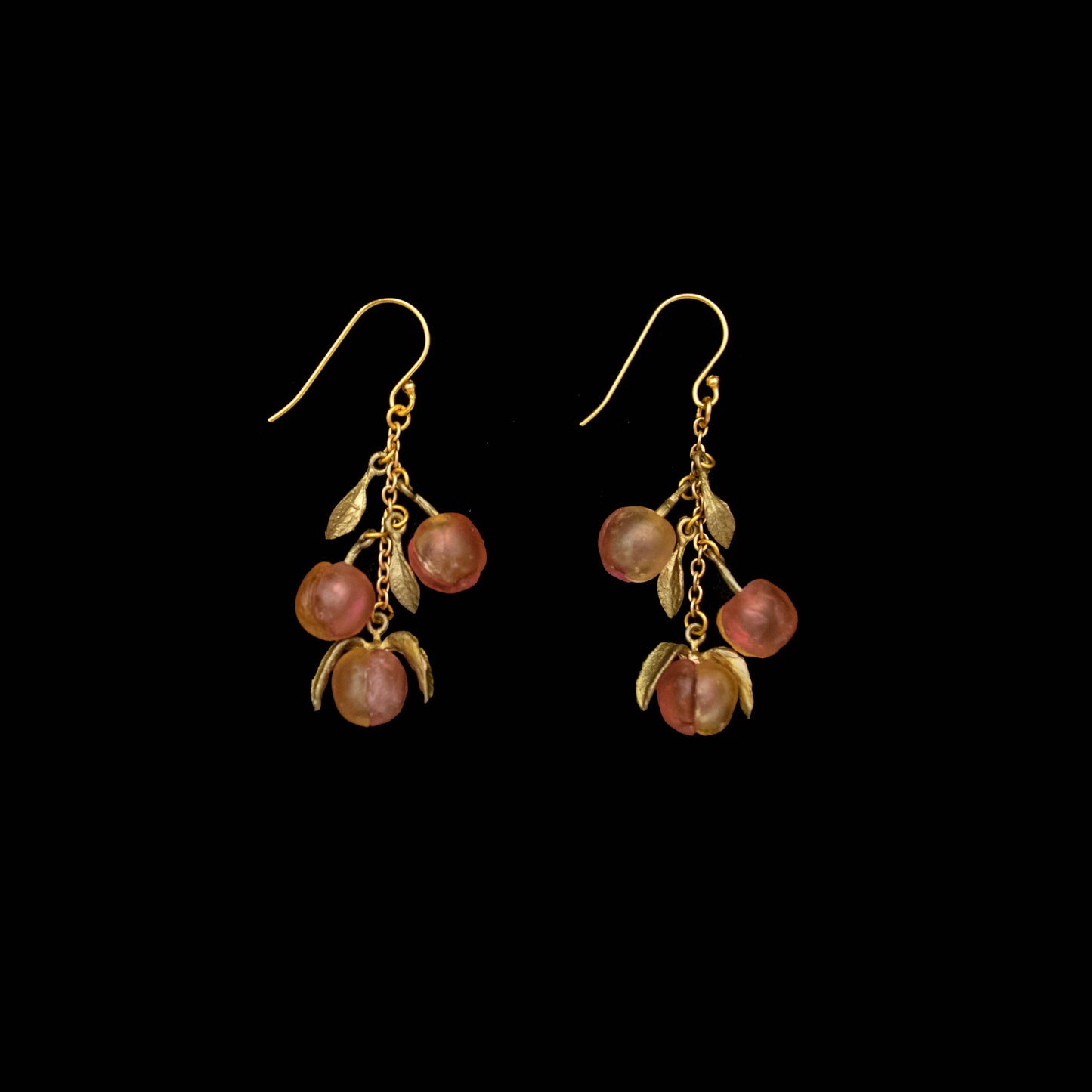 Peach Tree 3 Drop Wire Earrings