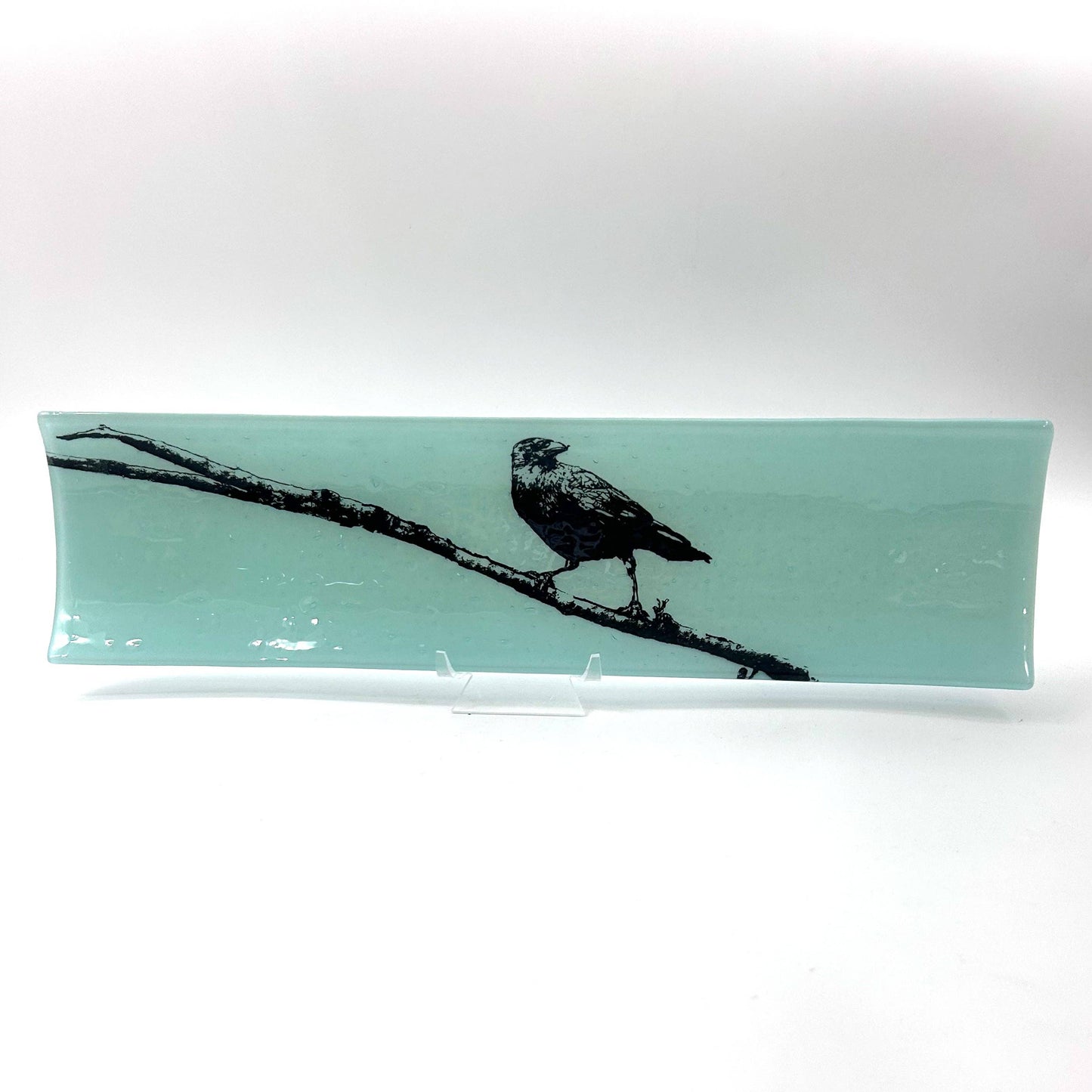 Crow 17" Fused Glass Channel Platter
