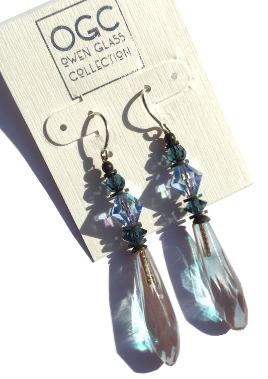 Two-Tone Opera Prism Earrings (Pink and Blue)