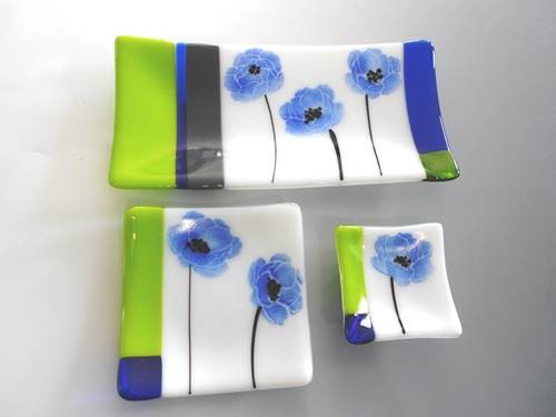 Blue Poppy Dishes (Fused)