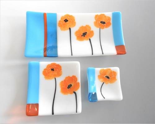 Orange Poppy Dishes (Fused)