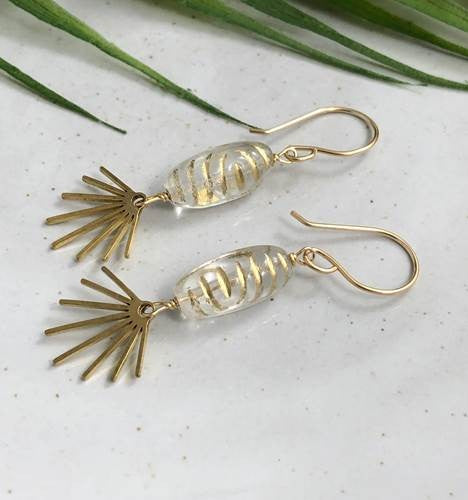 Glass & Brass Ray Earrings