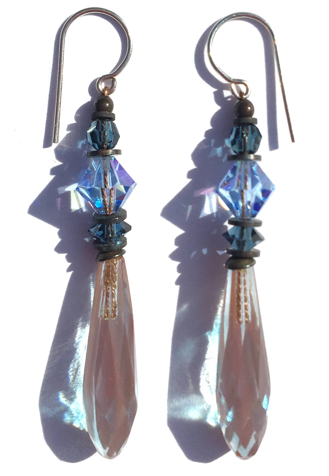 Two-Tone Opera Prism Earrings (Pink and Blue)