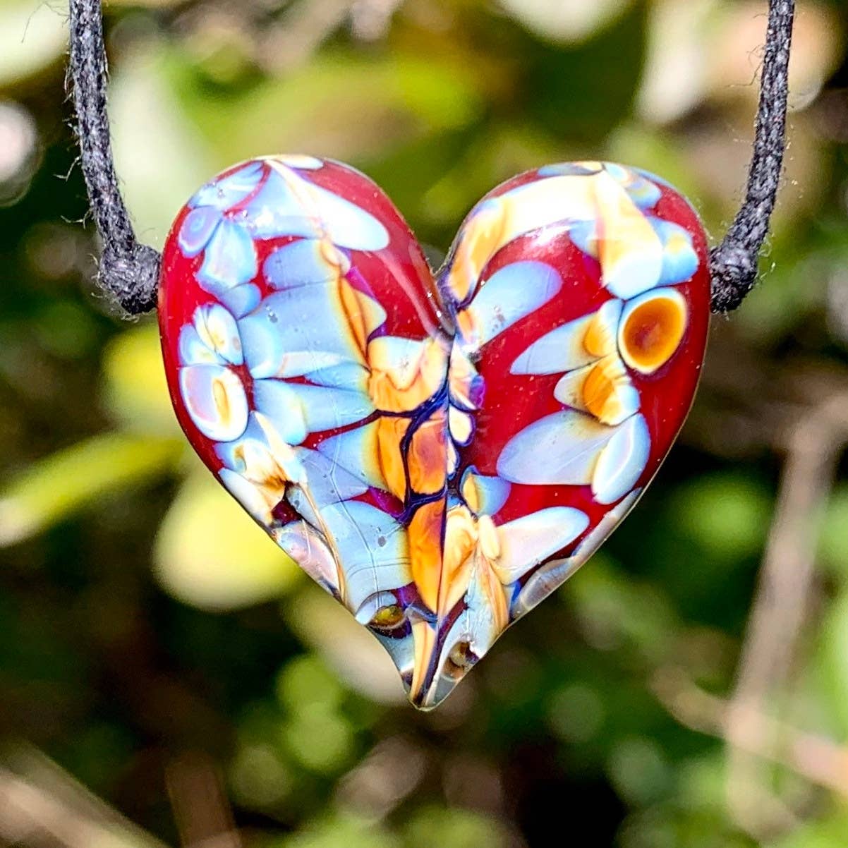 Confetti Flameworked Glass Heart Necklace