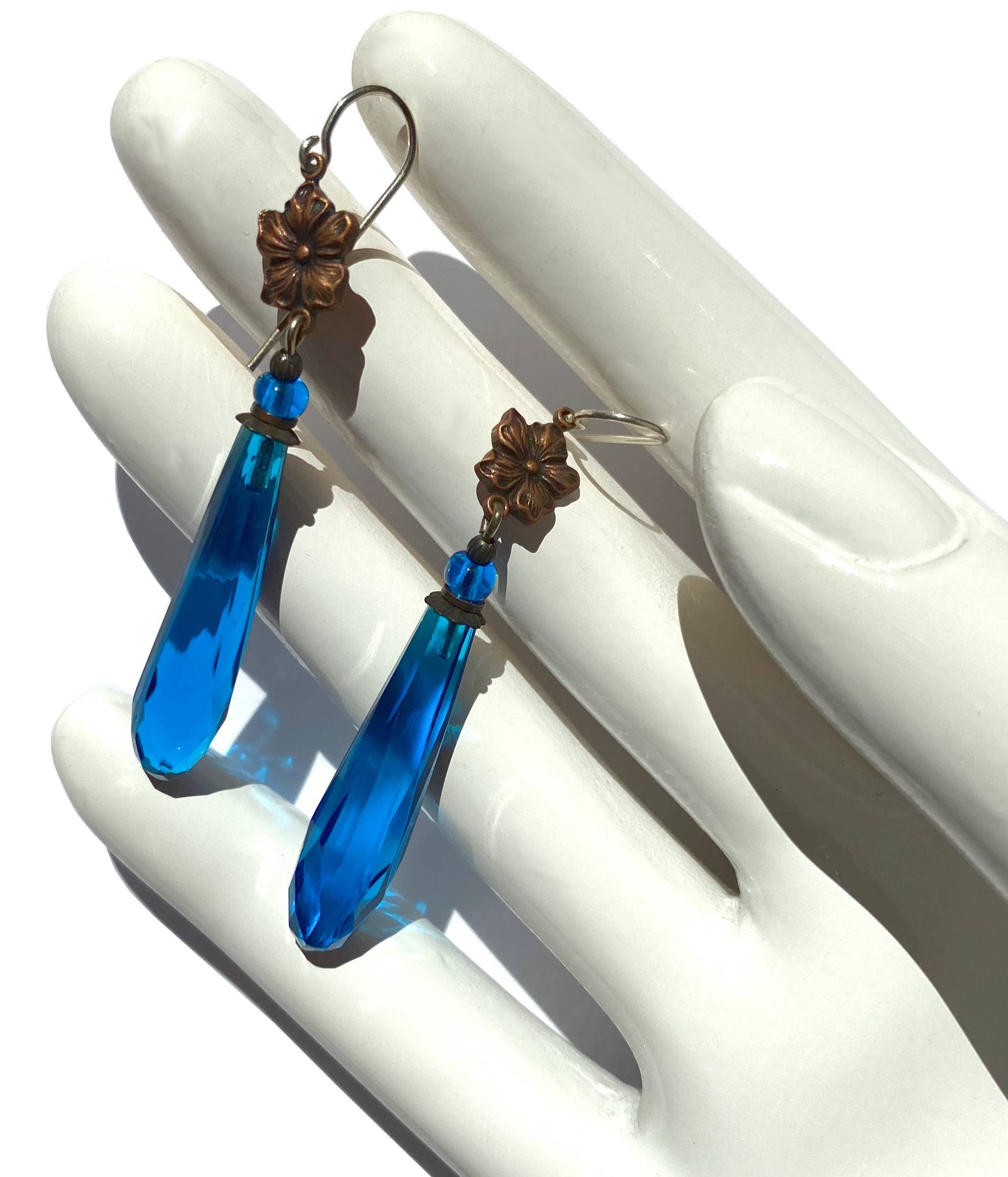 Long Turquoise Prism Drop Earrings