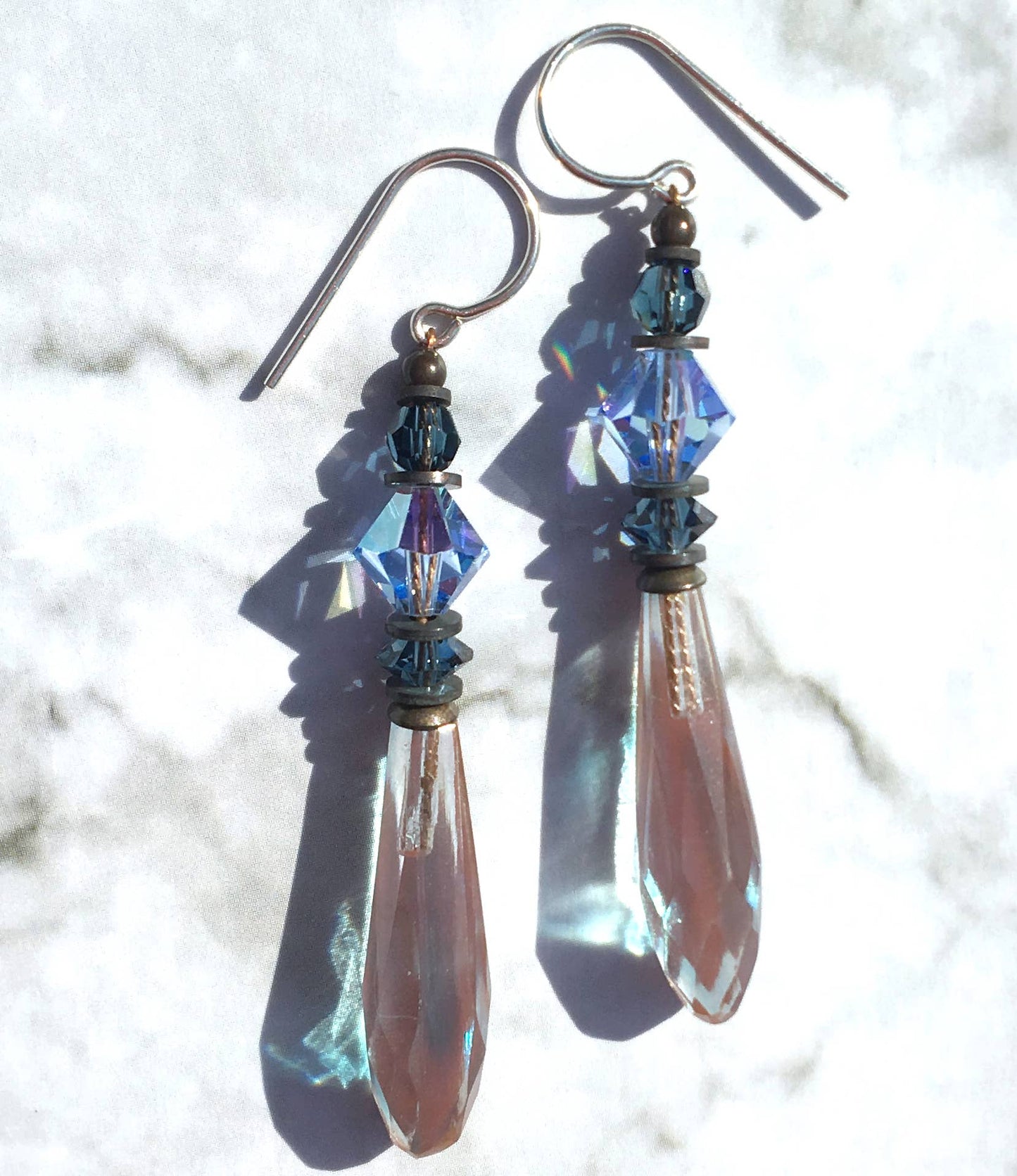 Two-Tone Opera Prism Earrings (Pink and Blue)