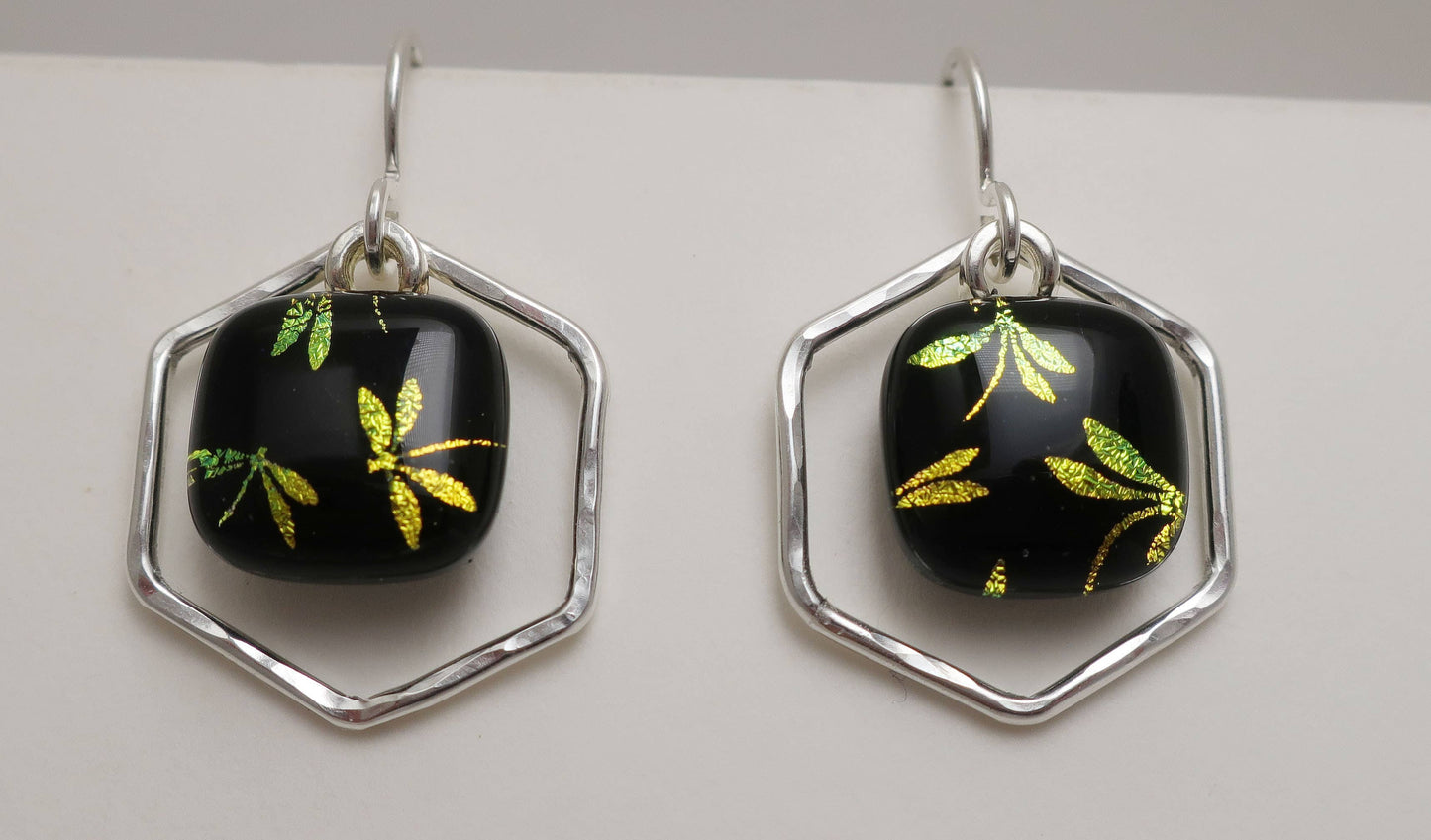 Hexagon Dragonfly Earrings