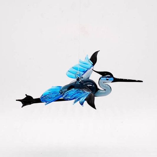 Flying Blue Heron - Glass
