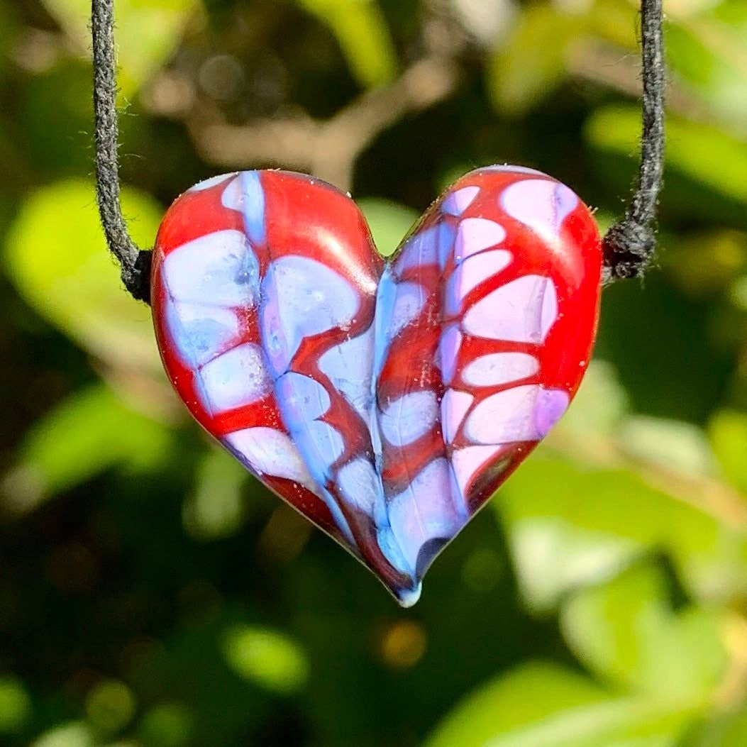 Confetti Flameworked Glass Heart Necklace