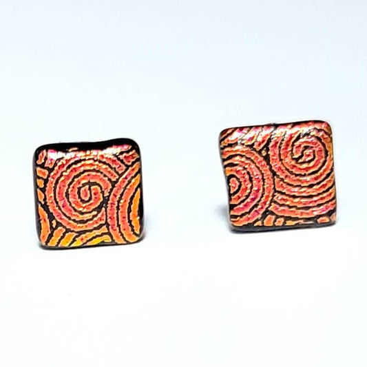 Dichroic Stud Earrings - Square