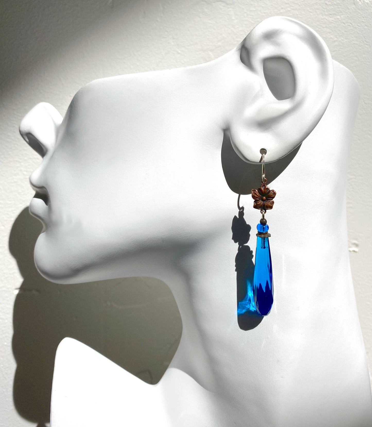 Long Turquoise Prism Drop Earrings