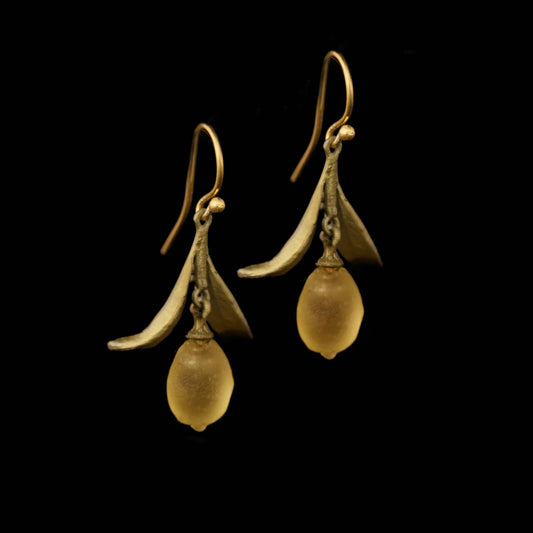 Lemon Drop Dangle Leaf Wire Earrings