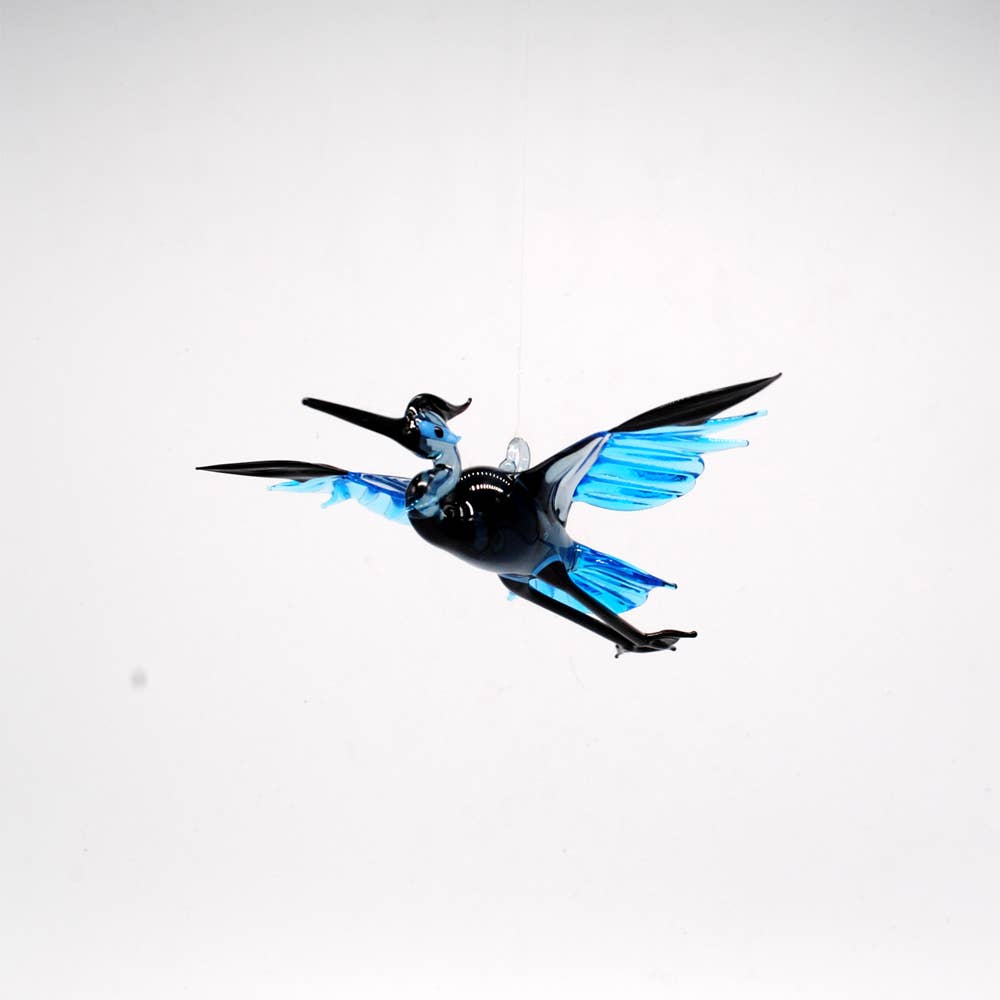 Flying Blue Heron - Glass
