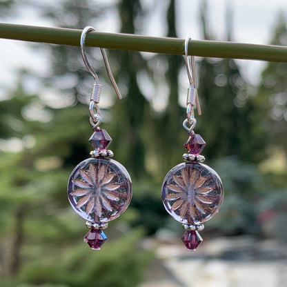 Aster Flower Glass Earrings - Asst Colors