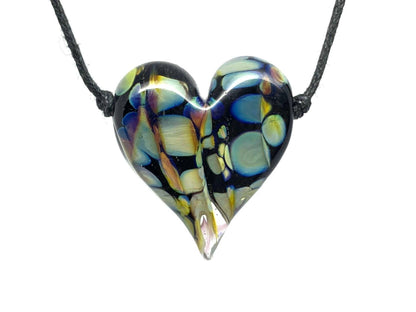Confetti Flameworked Glass Heart Necklace