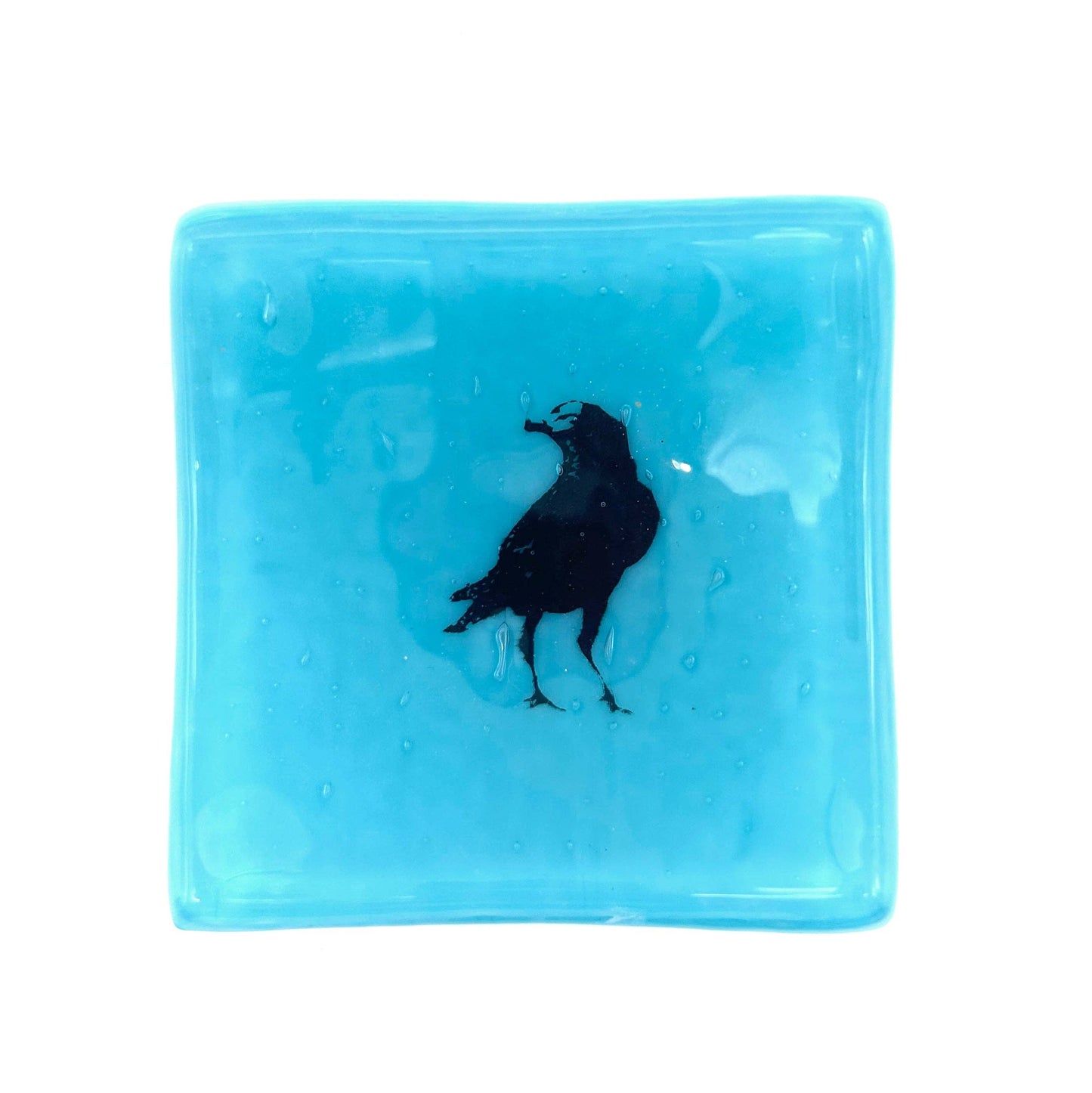 Trinket Dish - Crow | 2.75" Fused Glass