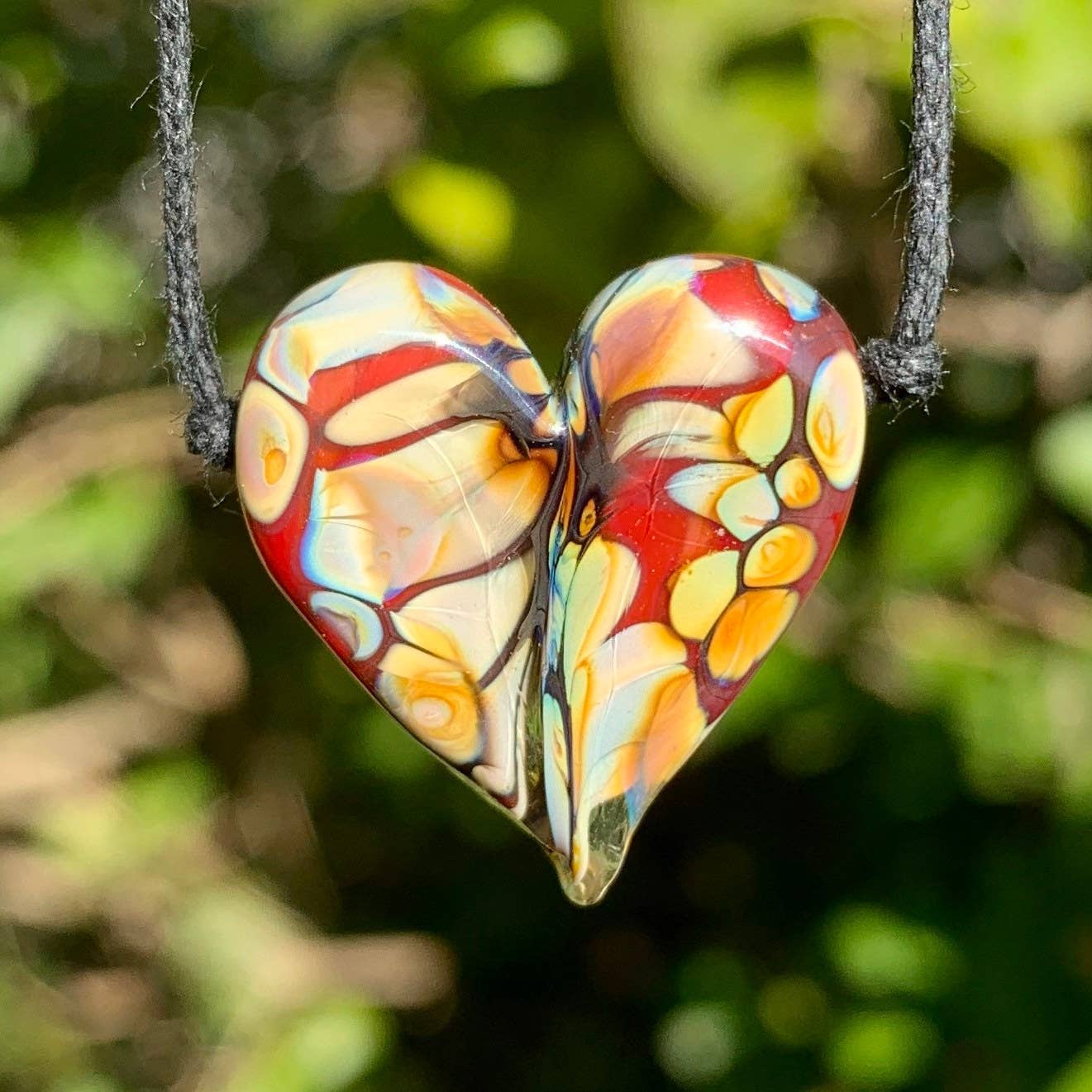 Confetti Flameworked Glass Heart Necklace