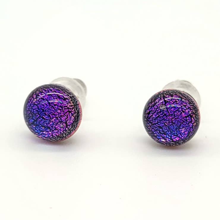 Dichroic Stud Earrings - Round