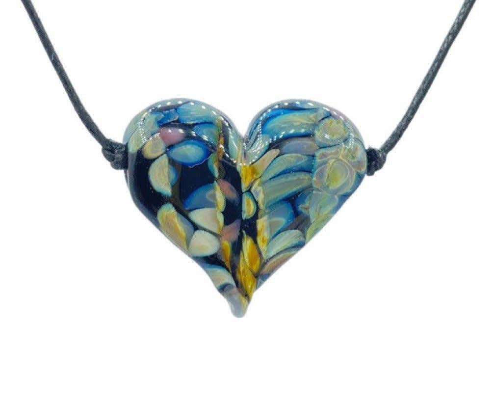 Confetti Flameworked Glass Heart Necklace