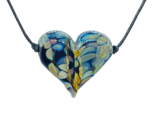 Confetti Flameworked Glass Heart Necklace