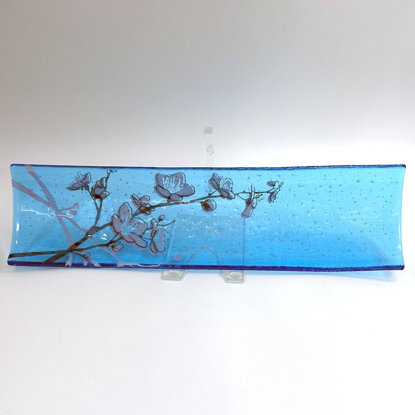 Cherry Blossom 17" Fused Glass Channel Platter