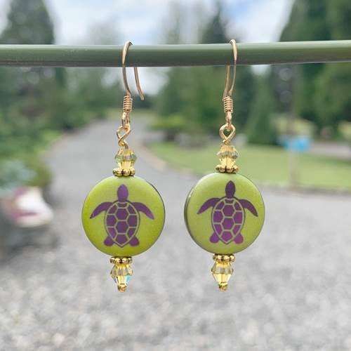 Etched Turtle Earrings